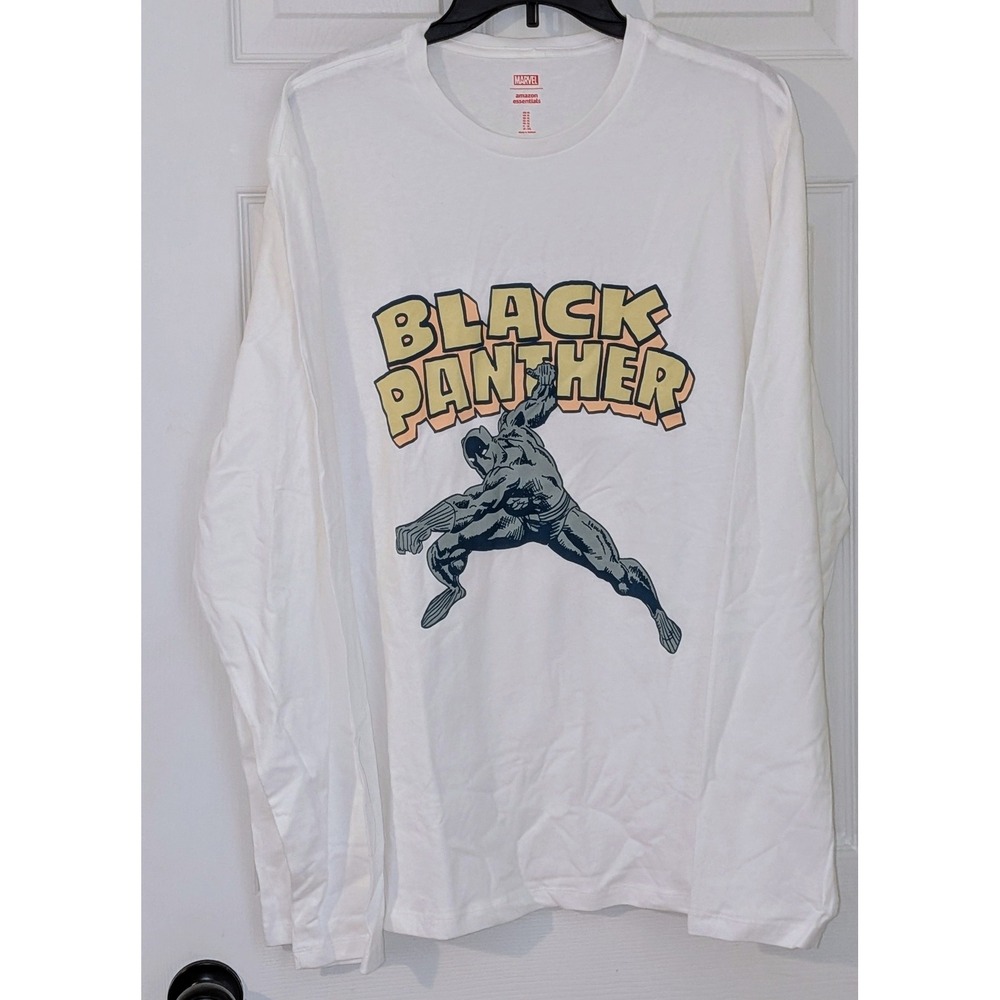 Marvel Black Panther Long Sleeve‎ Graphic Shirt White Mens XL Amazon Essentials